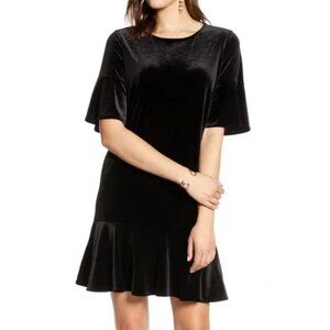 Nordstrom Halogen Ruffle Trim Velvet Dress